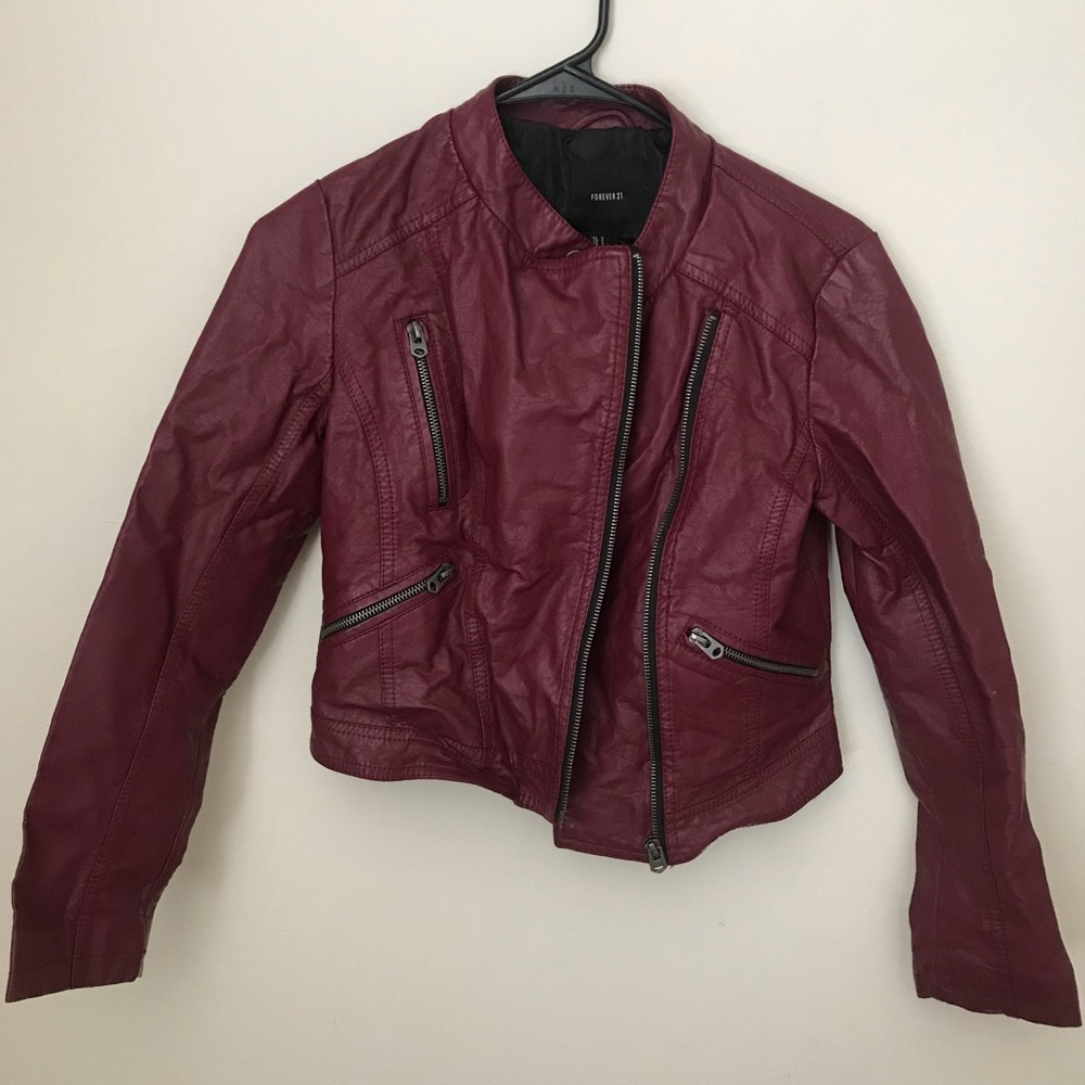 Forever 21 Burgundy Faux Leather Jacket